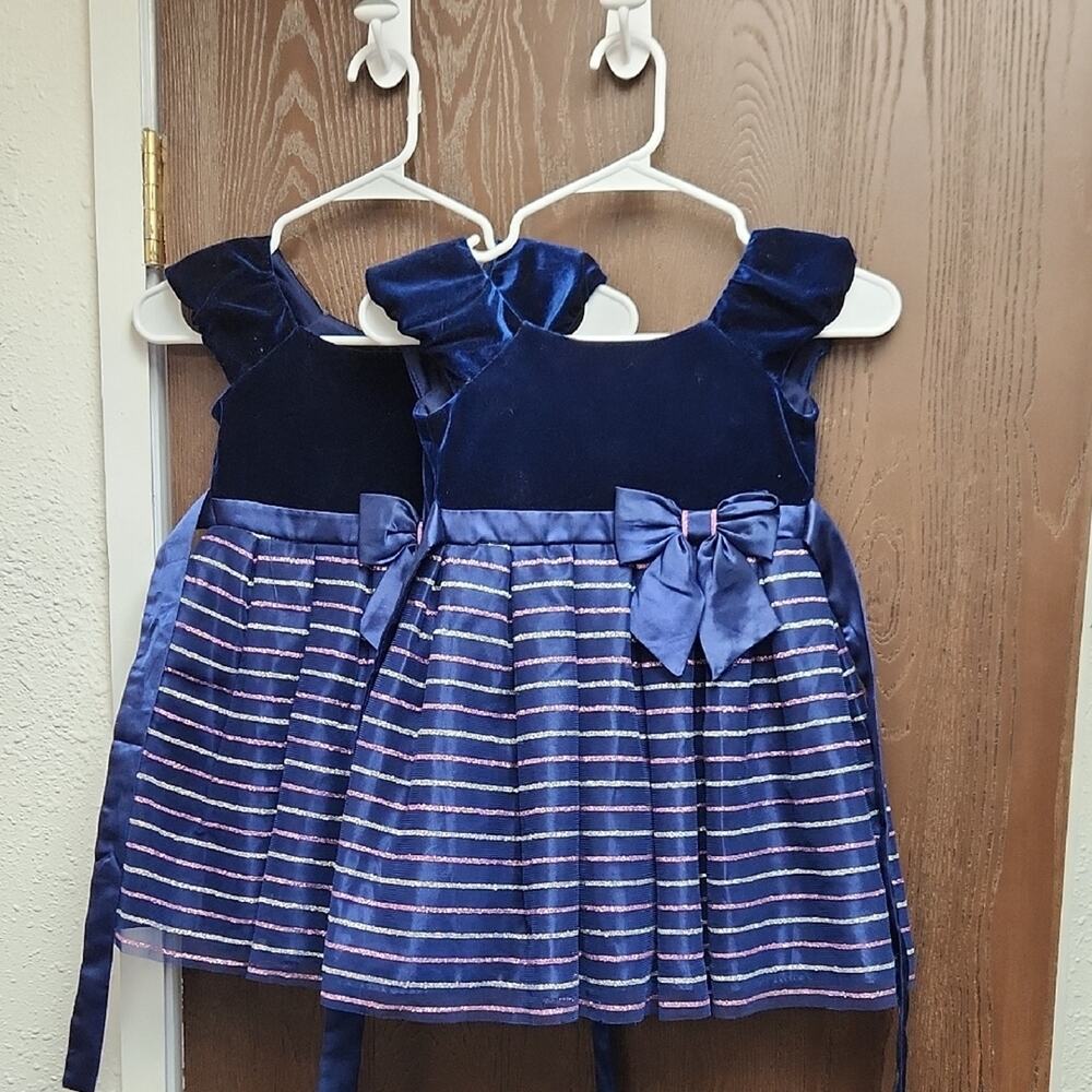 Jona Michelle Midnight Velvet Dress with Striped Skirt